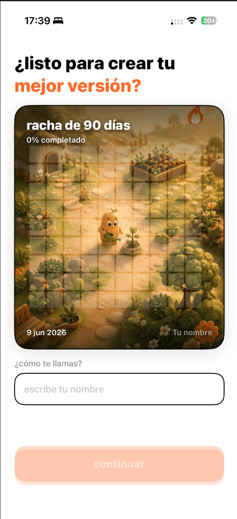 Onboarding — pantalla de nombre